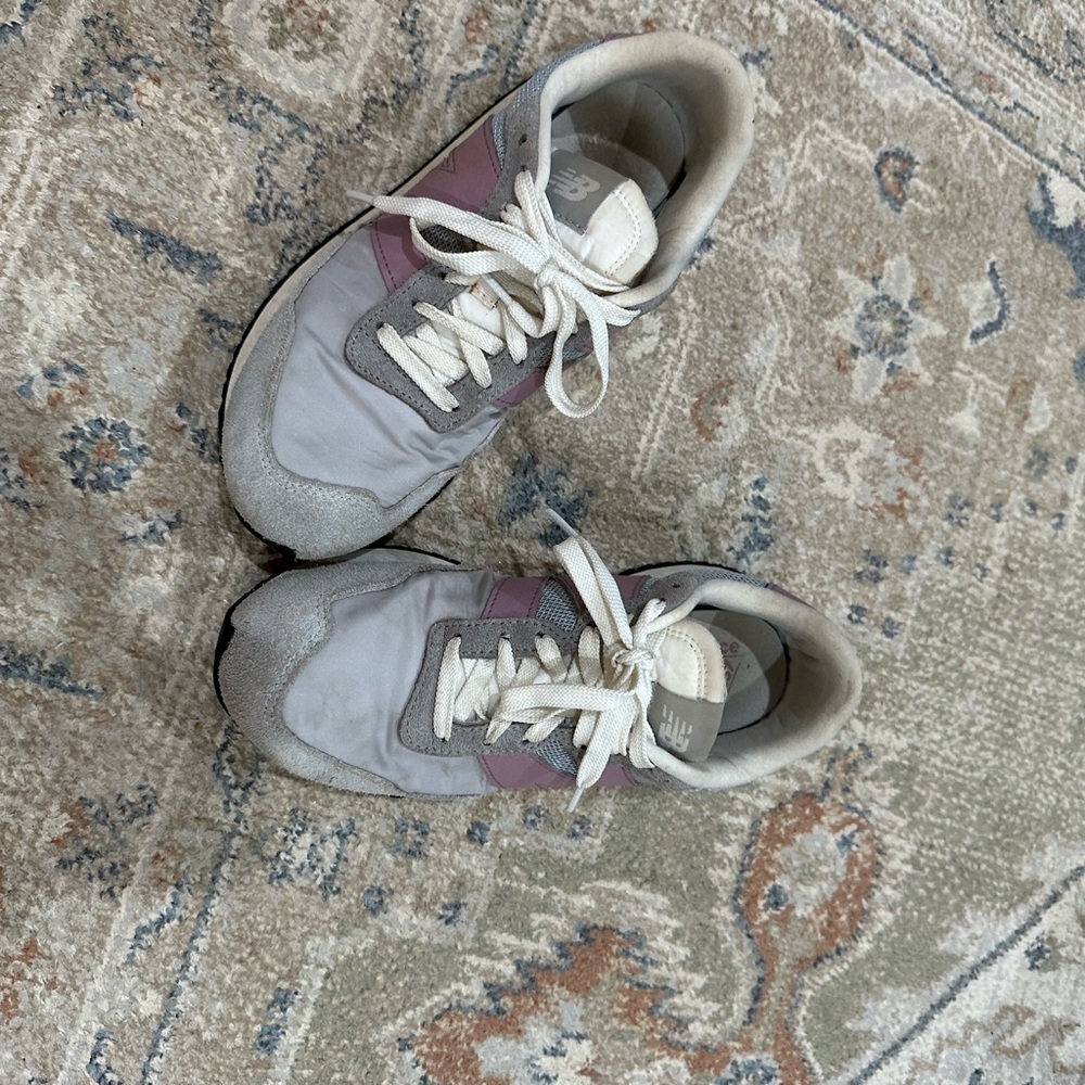 New Balance White and Purple Sneakers